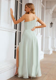 A-line One-Shoulder Sleeveless Long/Floor-Length Chiffon Bridesmaid Dresses With Split Selena STIP0025333