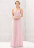 A-line Sweetheart Sleeveless Long/Floor-Length Chiffon Bridesmaid Dresses With Pleated Kristen STIP0025335