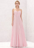 A-line Sweetheart Sleeveless Long/Floor-Length Chiffon Bridesmaid Dresses With Pleated Kristen STIP0025335