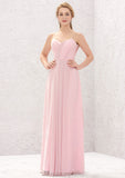 A-line Sweetheart Sleeveless Long/Floor-Length Chiffon Bridesmaid Dresses With Pleated Kristen STIP0025335