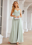 A-line Sweetheart Sleeveless Long/Floor-Length Chiffon Bridesmaid Dresses With Pleated Split.co.uk Sophie STIP0025339