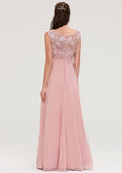 Sleeveless Chiffon A-line/Princess Long/Floor-Length Bridesmaid Dresseses With Sashes Appliqued Lauren STIP0025348