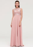 Sleeveless Chiffon A-line/Princess Long/Floor-Length Bridesmaid Dresseses With Sashes Appliqued Lauren STIP0025348