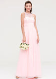 Sleeveless Scoop Neck Chiffon A-line/Princess Long/Floor-Length Bridesmaid Dresseses With Split Lace Sasha STIP0025349