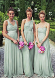 Pleated Sleeveless Floor-Length A-Line Combination Gentle Bridesmaid Dresseses Sophronia STIP0025353