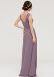 Square Neckline Sleeveless Chiffon Long/Floor-Length A-line/Princess Bridesmaid Dresses With Pleated Jimena STIP0025356