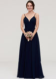 Sleeveless V Neck A-line/Princess Chiffon Long/Floor-Length Bridesmaid Dresseses With Pleated Jessie STIP0025357