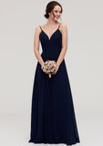 Sleeveless V Neck A-line/Princess Chiffon Long/Floor-Length Bridesmaid Dresseses With Pleated Jessie STIP0025357