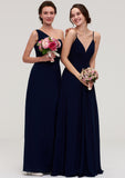 Sleeveless V Neck A-line/Princess Chiffon Long/Floor-Length Bridesmaid Dresseses With Pleated Jessie STIP0025357