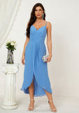 Sheath/Column Sweetheart Sleeveless Chiffon Asymmetrical Bridesmaid Dresses With Pleated Split Beryl STIP0025359