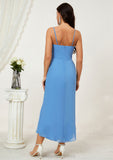 Sheath/Column Sweetheart Sleeveless Chiffon Asymmetrical Bridesmaid Dresses With Pleated Split Beryl STIP0025359