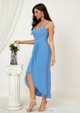 Sheath/Column Sweetheart Sleeveless Chiffon Asymmetrical Bridesmaid Dresses With Pleated Split Beryl STIP0025359