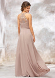 A-line Sweetheart Sleeveless Chiffon Long/Floor-Length Bridesmaid Dresses With Lace Pleated Katrina STIP0025365