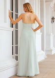 A-line Scoop Neck Sleeveless Long/Floor-Length Chiffon Bridesmaid Dresses With Pleated Pockets Campbell STIP0025378