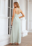 A-line V Neck Sleeveless Chiffon Long/Floor-Length Bridesmaid Dresses With Pleated Clara STIP0025385