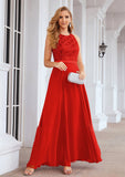 A-line Empire Scalloped Neck Sleeveless Chiffon Long/Floor-Length Bridesmaid Dresses With Beading Sequins Rayna STIP0025392