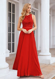 A-line Empire Scalloped Neck Sleeveless Chiffon Long/Floor-Length Bridesmaid Dresses With Beading Sequins Rayna STIP0025392