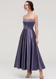 Sweetheart Sleeveless A-line/Princess Satin Ankle-Length Bridesmaid Dresses With Pleated Kaia STIP0025408