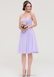 Sleeveless Sweetheart Chiffon Knee-Length A-line/Princess Bridesmaid Dresses With Pleated Flowers Serena STIP0025413