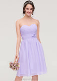 Sleeveless Sweetheart Chiffon Knee-Length A-line/Princess Bridesmaid Dresses With Pleated Flowers Serena STIP0025413