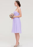 Sleeveless Sweetheart Chiffon Knee-Length A-line/Princess Bridesmaid Dresses With Pleated Flowers Serena STIP0025413