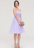 Sleeveless Sweetheart Chiffon Knee-Length A-line/Princess Bridesmaid Dresses With Pleated Flowers Serena STIP0025413