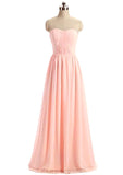 Sweetheart Sleeveless Long/Floor-Length A-Line/Princess Chiffon Bridesmaid Dresses America STIP0025418