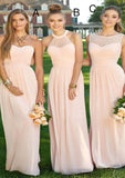 Sweetheart Sleeveless Long/Floor-Length A-Line/Princess Chiffon Bridesmaid Dresses America STIP0025418