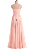 Sweetheart Sleeveless Long/Floor-Length A-Line/Princess Chiffon Bridesmaid Dresses America STIP0025418