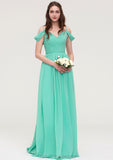 Sweetheart Sleeveless Long/Floor-Length Chiffon A-line/Princess Bridesmaid Dresses With Pleated Nathaly STIP0025422