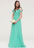 Sweetheart Sleeveless Long/Floor-Length Chiffon A-line/Princess Bridesmaid Dresses With Pleated Nathaly STIP0025422