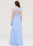 Sleeveless Sweetheart Long/Floor-Length Chiffon A-line/Princess Bridesmaid Dresses With Pleated Sally STIP0025437