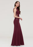 Bateau Sleeveless Sheath/Column Long/Floor-Length Elastic Satin Bridesmaid Dresses With Waistband Lace Sequins Brynlee STIP0025443