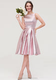 Bateau Sleeveless Taffeta Knee-Length A-line/Princess Bridesmaid Dresses With Ruffles  -   Layla STIP0025444