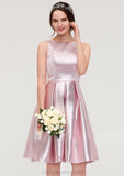 Bateau Sleeveless Taffeta Knee-Length A-line/Princess Bridesmaid Dresses With Ruffles  -   Layla STIP0025444