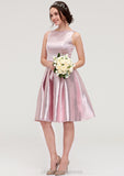 Bateau Sleeveless Taffeta Knee-Length A-line/Princess Bridesmaid Dresses With Ruffles  -   Layla STIP0025444