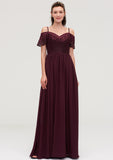 Off-the-Shoulder Sleeveless Chiffon A-line/Princess Long/Floor-Length Bridesmaid Dresseses With Lace Cassie STIP0025449