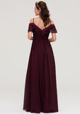 Off-the-Shoulder Sleeveless Chiffon A-line/Princess Long/Floor-Length Bridesmaid Dresseses With Lace Cassie STIP0025449