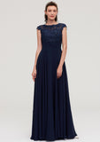 Sleeveless Chiffon A-line/Princess Long/Floor-Length Bridesmaid Dresseses With Appliqued Lilith STIP0025455