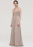 Sleeveless Sweetheart Long/Floor-Length Chiffon A-line/Princess Bridesmaid Dresses With Pleated Lace Makenzie STIP0025457