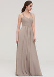 Sleeveless Sweetheart Long/Floor-Length Chiffon A-line/Princess Bridesmaid Dresses With Pleated Lace Makenzie STIP0025457