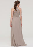 Sleeveless Sweetheart Long/Floor-Length Chiffon A-line/Princess Bridesmaid Dresses With Pleated Lace Makenzie STIP0025457