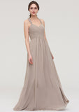 Sleeveless Sweetheart Long/Floor-Length Chiffon A-line/Princess Bridesmaid Dresses With Pleated Lace Makenzie STIP0025457