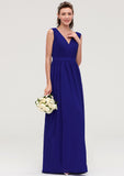 Sleeveless V Neck Chiffon A-line/Princess Long/Floor-Length Bridesmaid Dresseses With Pleated Camila STIP0025459