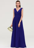 Sleeveless V Neck Chiffon A-line/Princess Long/Floor-Length Bridesmaid Dresseses With Pleated Camila STIP0025459