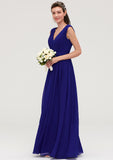 Sleeveless V Neck Chiffon A-line/Princess Long/Floor-Length Bridesmaid Dresseses With Pleated Camila STIP0025459