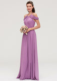 Scoop Neck Sleeveless Chiffon A-line/Princess Long/Floor-Length Bridesmaid Dresseses With Pleated Luna STIP0025461