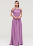 Scoop Neck Sleeveless Chiffon A-line/Princess Long/Floor-Length Bridesmaid Dresseses With Pleated Luna STIP0025461