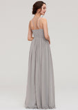 Halter Sleeveless A-line/Princess Long/Floor-Length Chiffon Bridesmaid Dresses With Pleated Keely STIP0025462