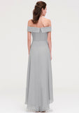 Off-the-Shoulder Sleeveless Asymmetrical Chiffon A-line/Princess Bridesmaid Dresseses Nita STIP0025465